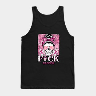Breast Cancer Skull Fuck Cancer Pink Ribbon Mom Gift For Girl Women Tank Top